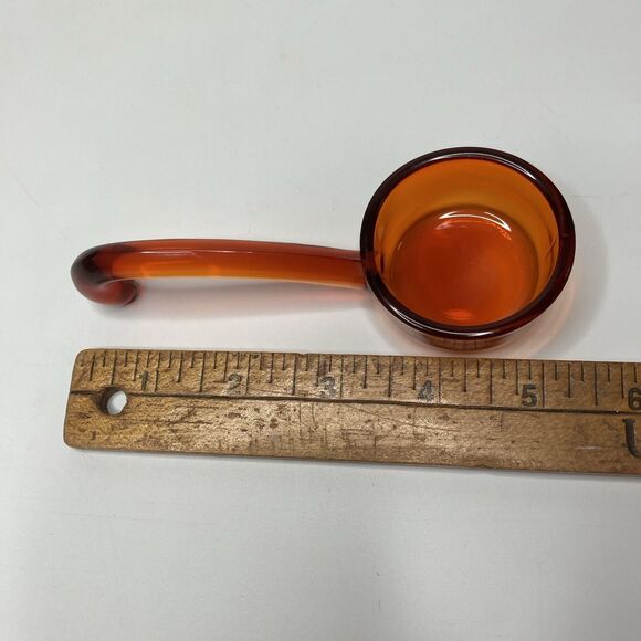 Vtg Orange Amber Glass Condiment Jelly Mayonnaise Spoon Ladle Approx 5" - Picture 6 of 7